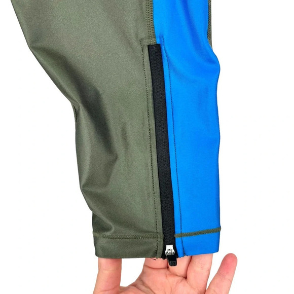 All Access Leggings Zip Front Two-Tone Stretch Side Stripe Green Blue Size XL - Picture 6 of 11